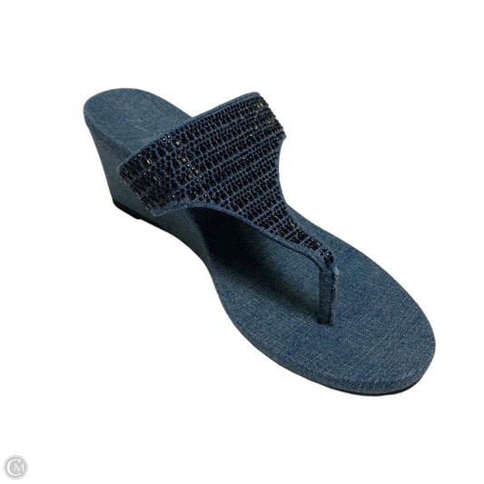Sandals Heels Wedge By Simply Vera In Blue, Size: 7.5