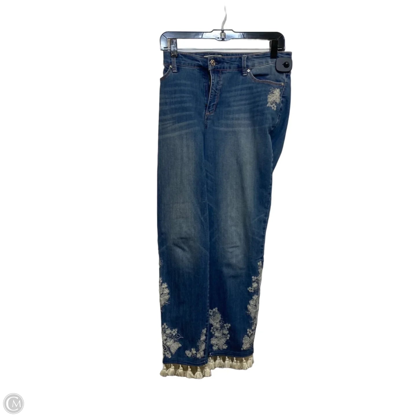 Jeans Cropped By Vintage America In Blue Denim, Size: 14