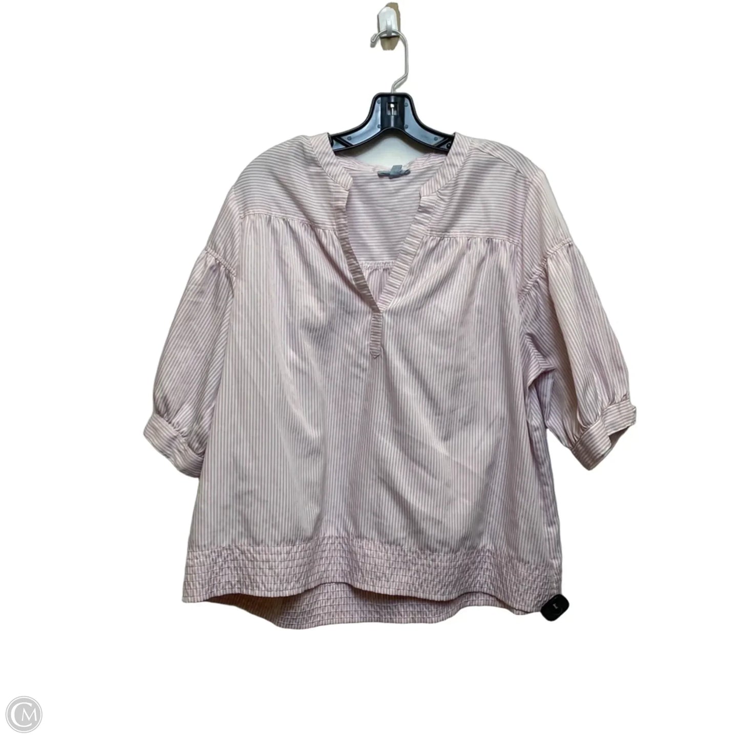 Top Short Sleeve By Floral & Ivy In Pink & White, Size: 1x