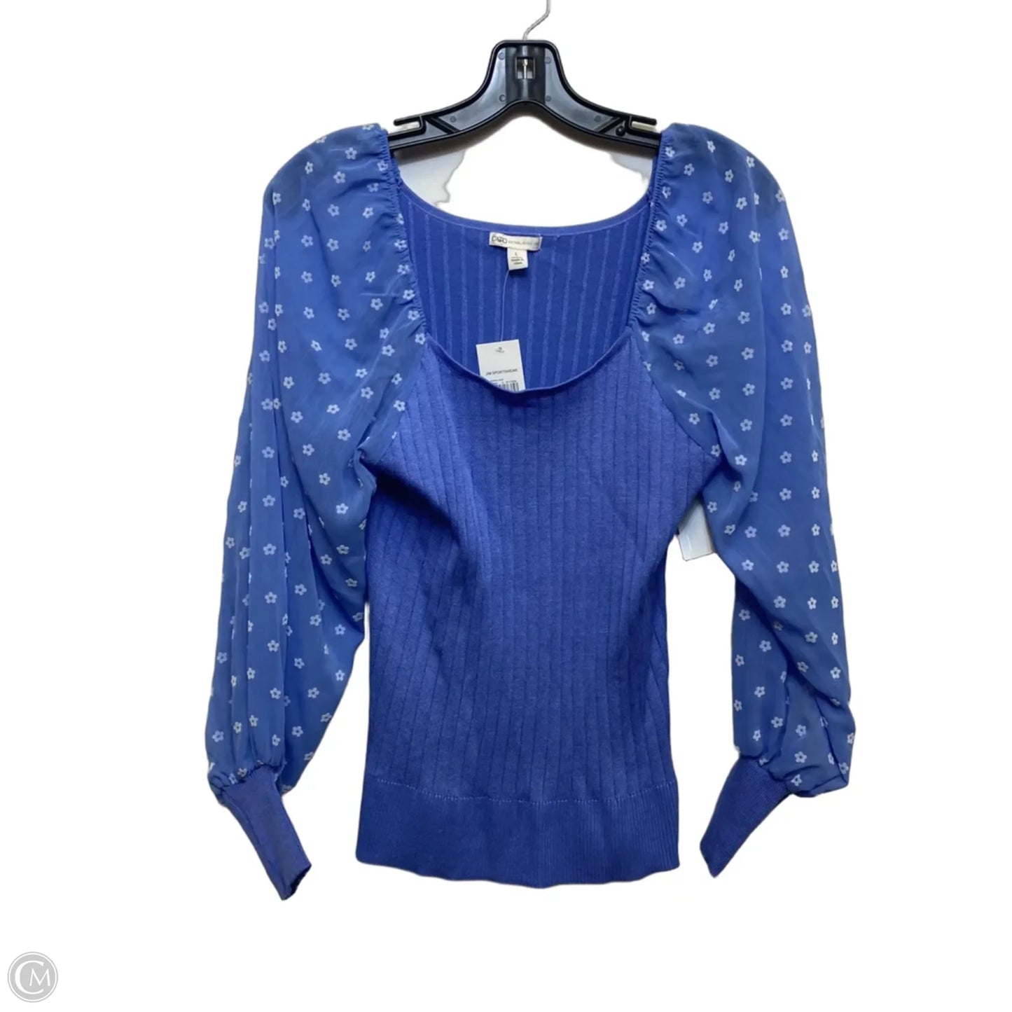 Top Long Sleeve By Cato In Blue, Size: L