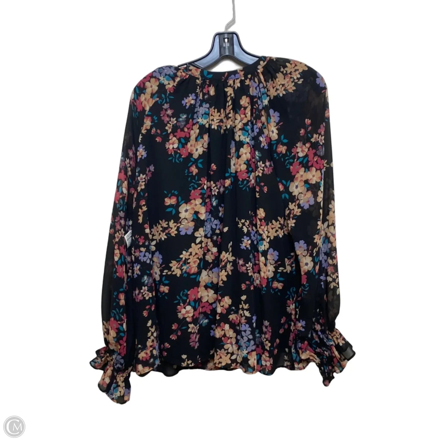 Top Long Sleeve By Entro In Black & Pink, Size: L