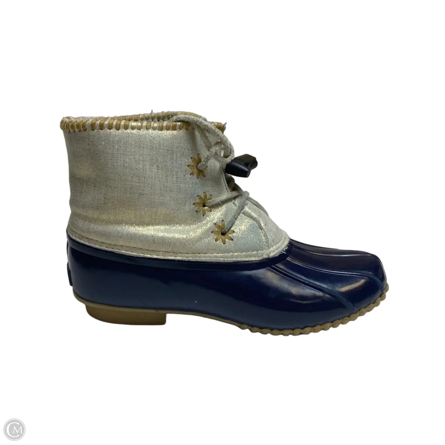 Boots Ankle Flats Designer By Jack Rogers In Blue & Grey, Size: 10