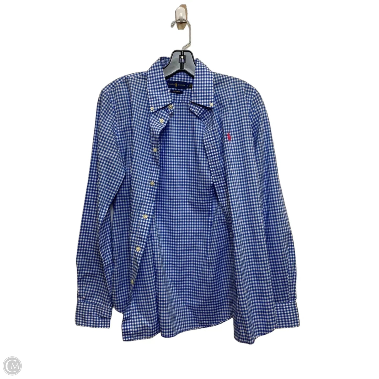 Top Long Sleeve By Ralph Lauren Blue Label In Blue & White, Size: M