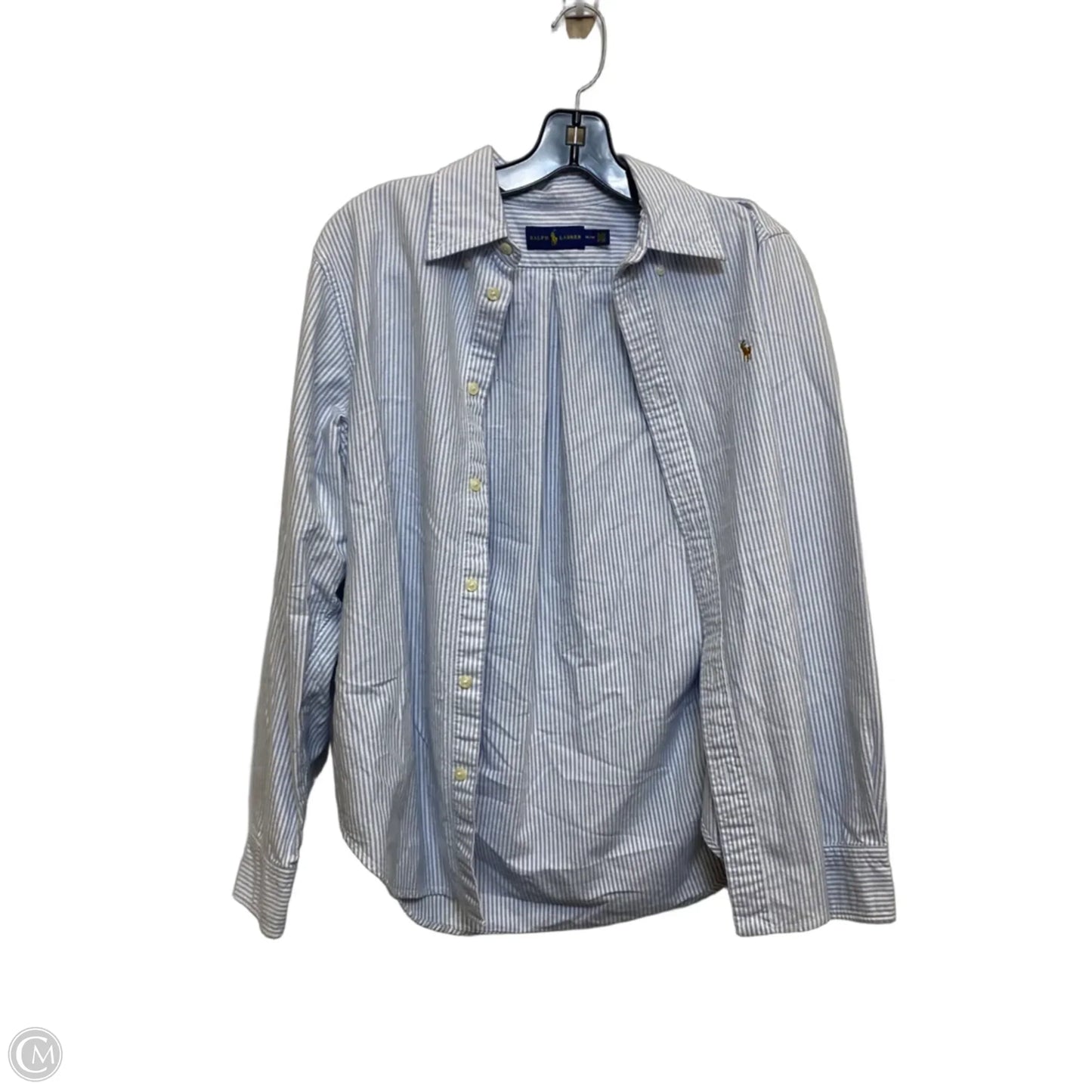 Top Long Sleeve By Ralph Lauren Blue Label In Blue & White, Size: M