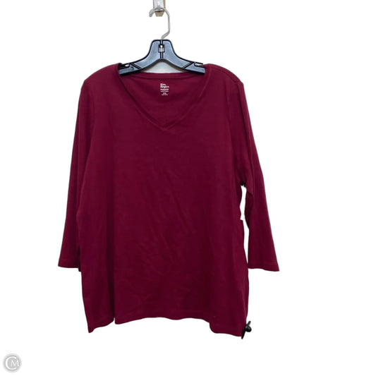 Top 3/4 Sleeve Basic By Kim Rogers In Maroon, Size: Xxl