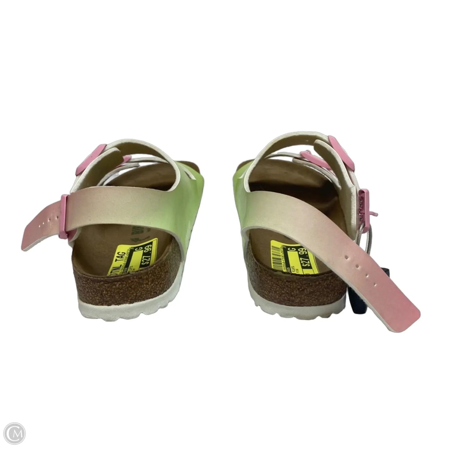 Sandals Flats By Birkenstock In Green & Pink, Size: 8.5