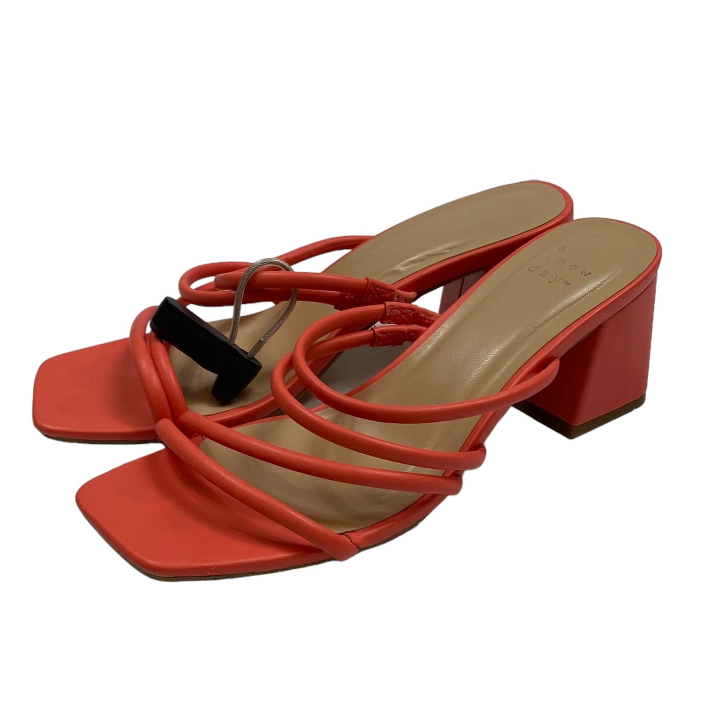 Orange Sandals Heels Block A New Day, Size 6