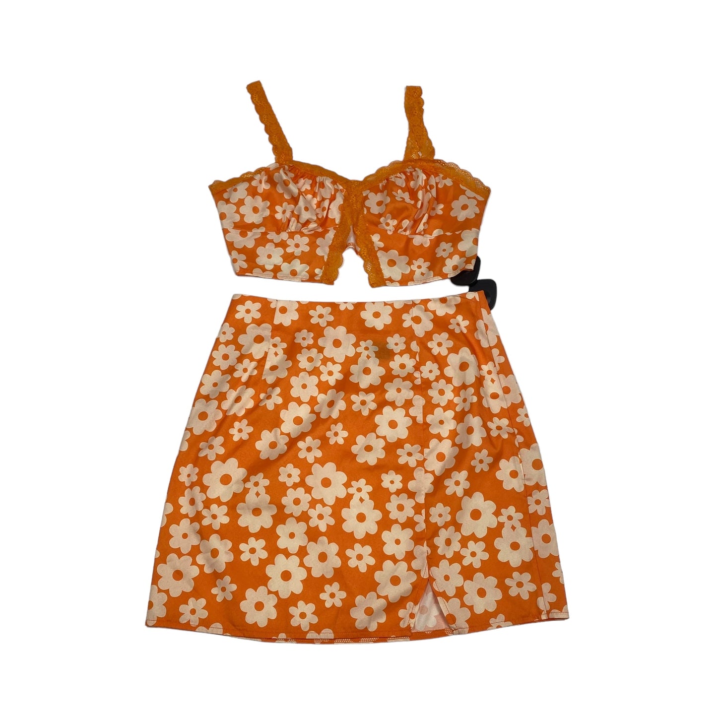 Orange Skirt Set 2pc Shein, Size S