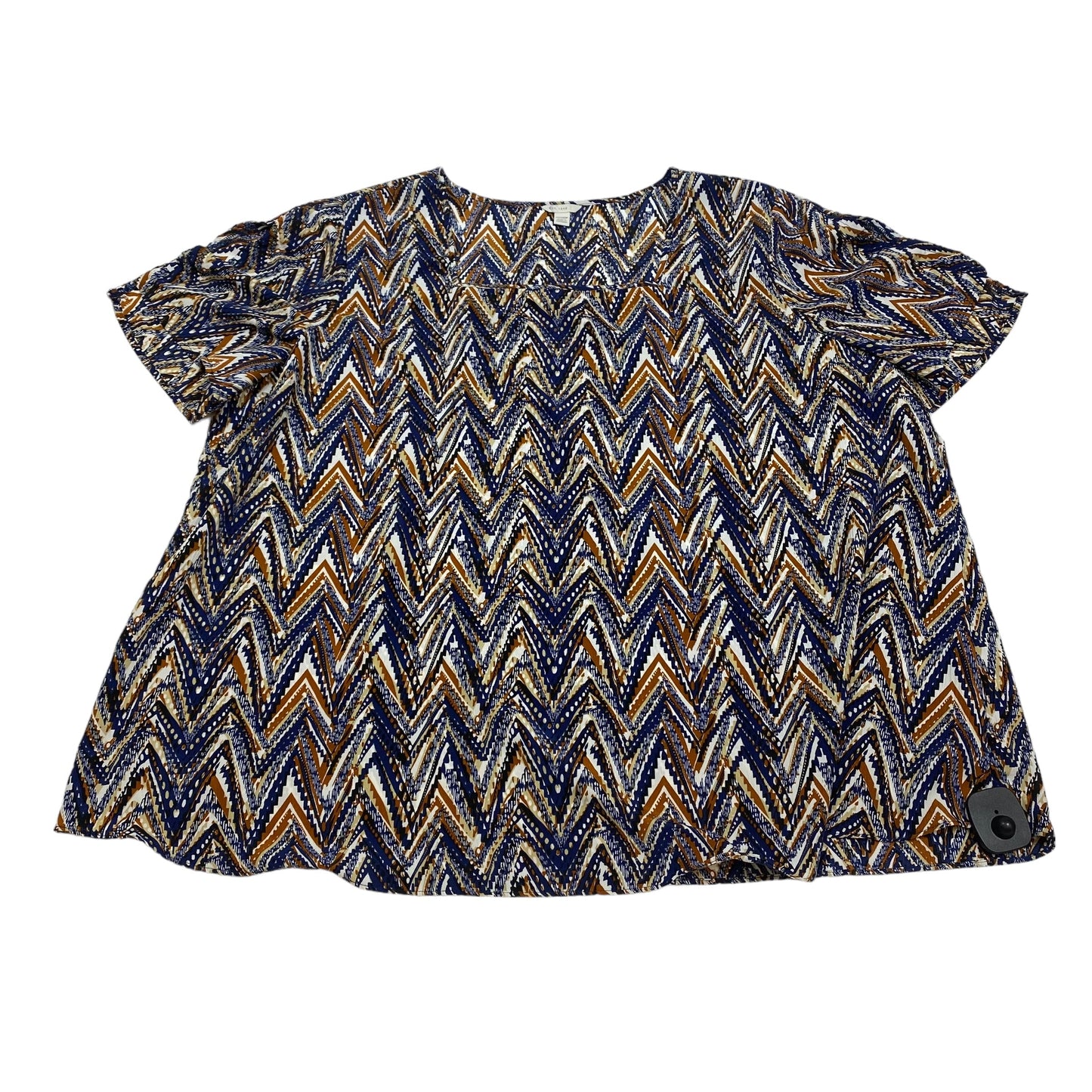 Blue & Brown Top Short Sleeve Cato, Size 3x