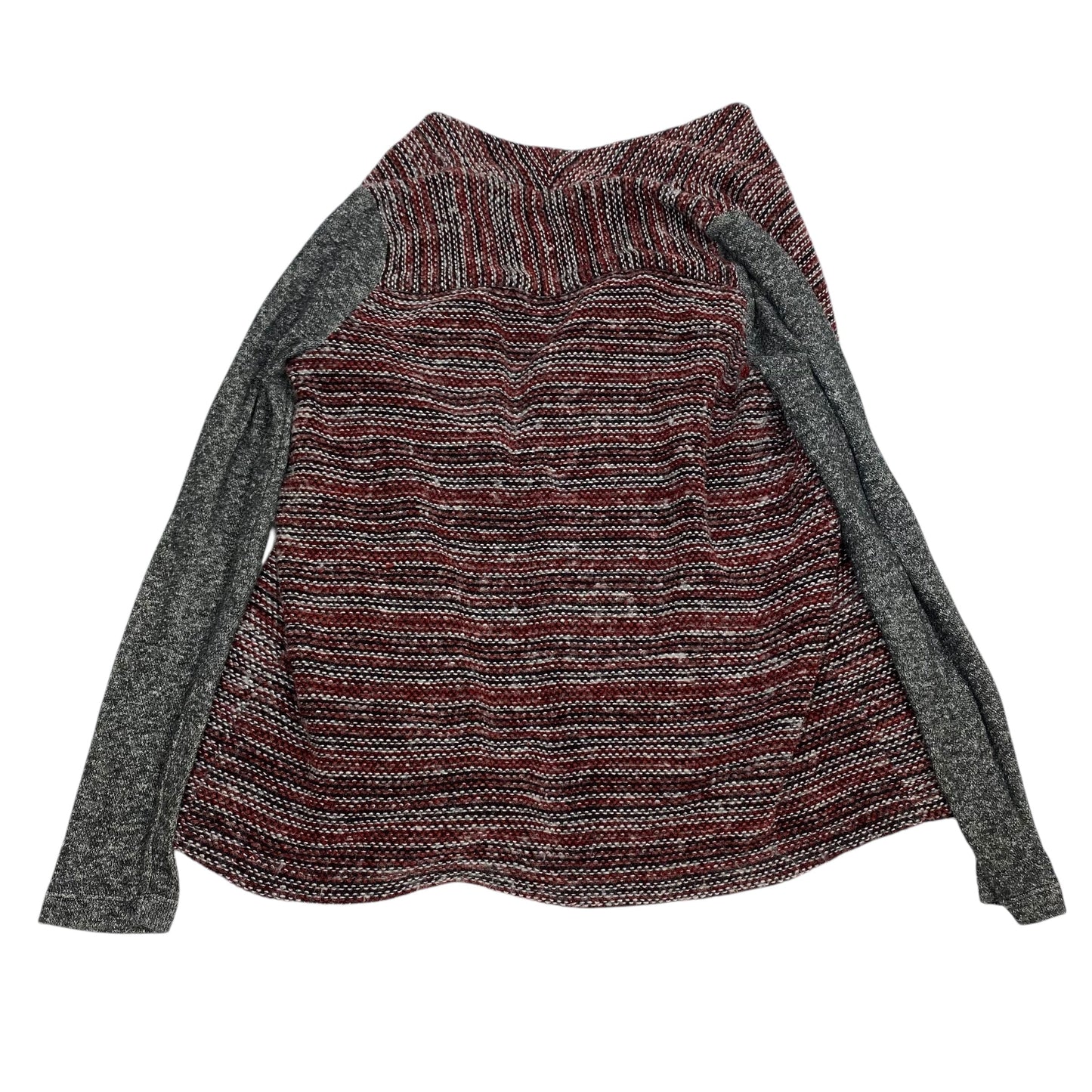 Sweater Cardigan By Lucky Brand In Grey & Red, Size: M