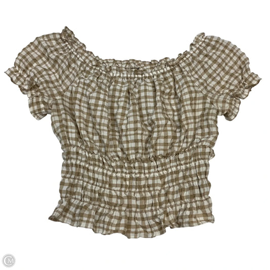 Top Short Sleeve By B.Wear In Tan & White, Size: M