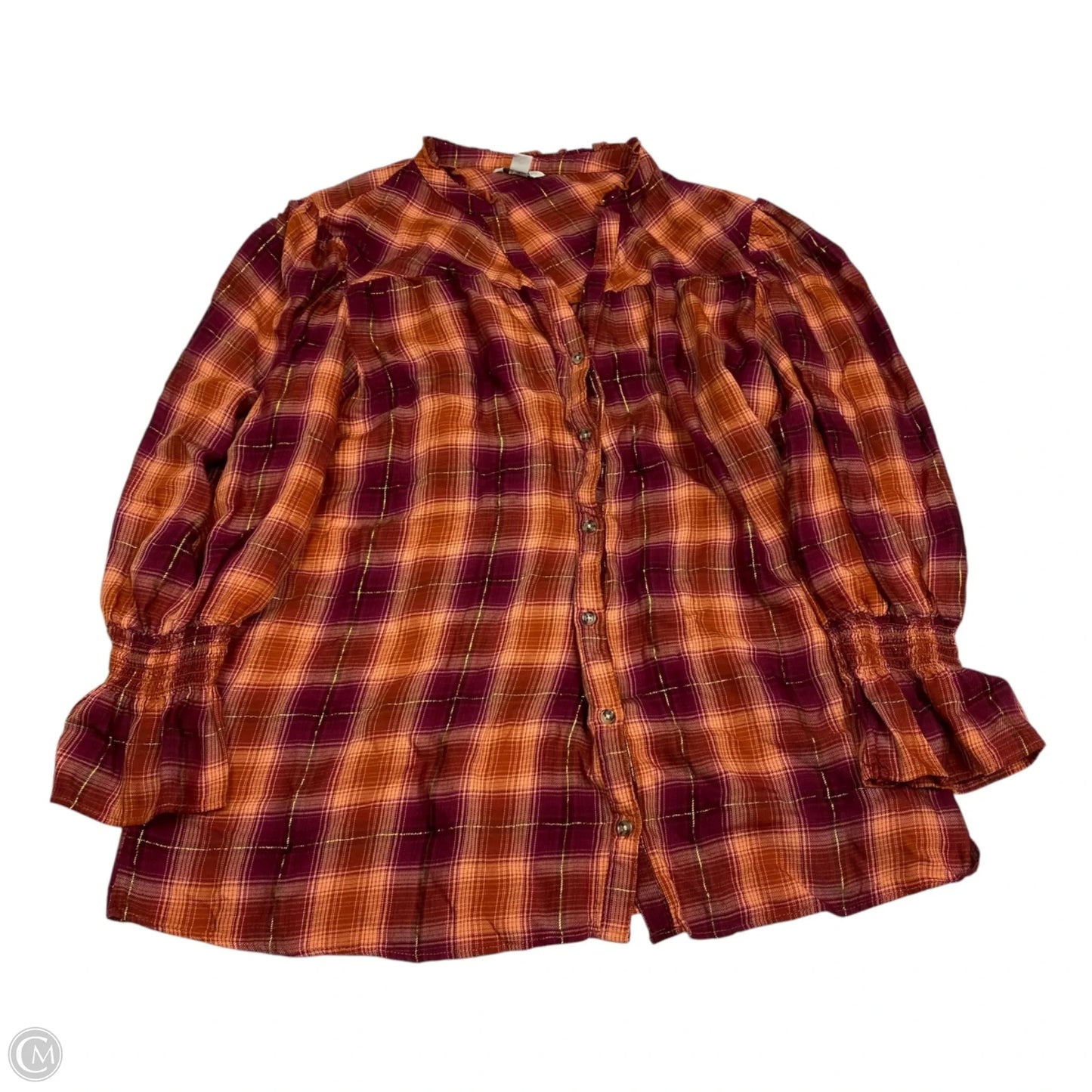 Top 3/4 Sleeve By Cato In Orange & Red, Size: Xl