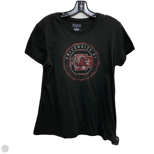 Athletic Top Short Sleeve By Champion In Black, Size: L