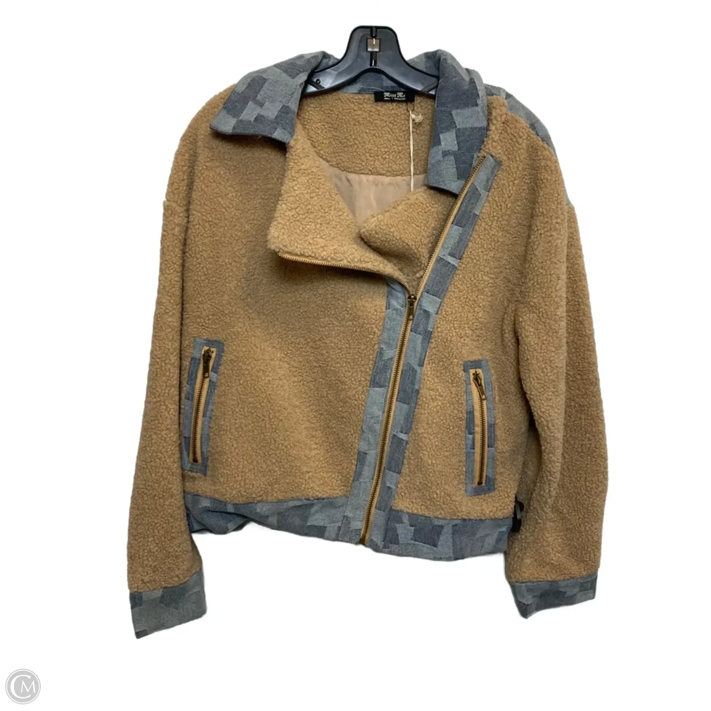 Jacket Faux Fur & Sherpa By Miss Me In Blue & Cream, Size: S