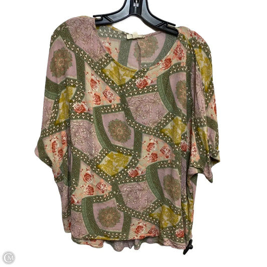 Top Short Sleeve By Easel In Green & Purple, Size: L