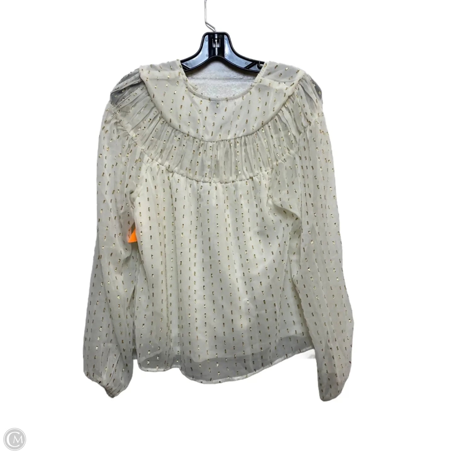 Top Long Sleeve By Old Navy In Gold & White, Size: S