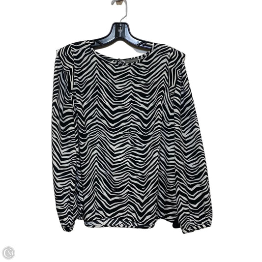 Top Long Sleeve By Vince Camuto In Black & White, Size: M