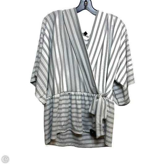 Top Short Sleeve By Ann Taylor In Green & White, Size: Xl