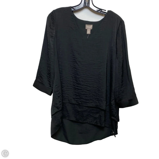 Top 3/4 Sleeve By Chicos In Black, Size: M