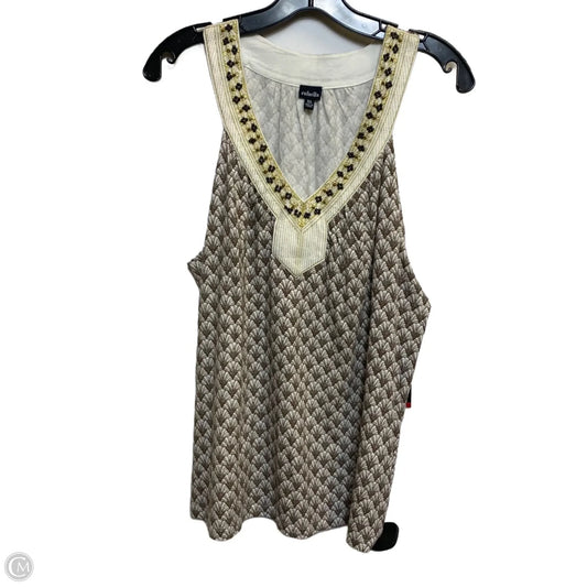 Top Sleeveless By Rafaella In Brown & White, Size: Xl