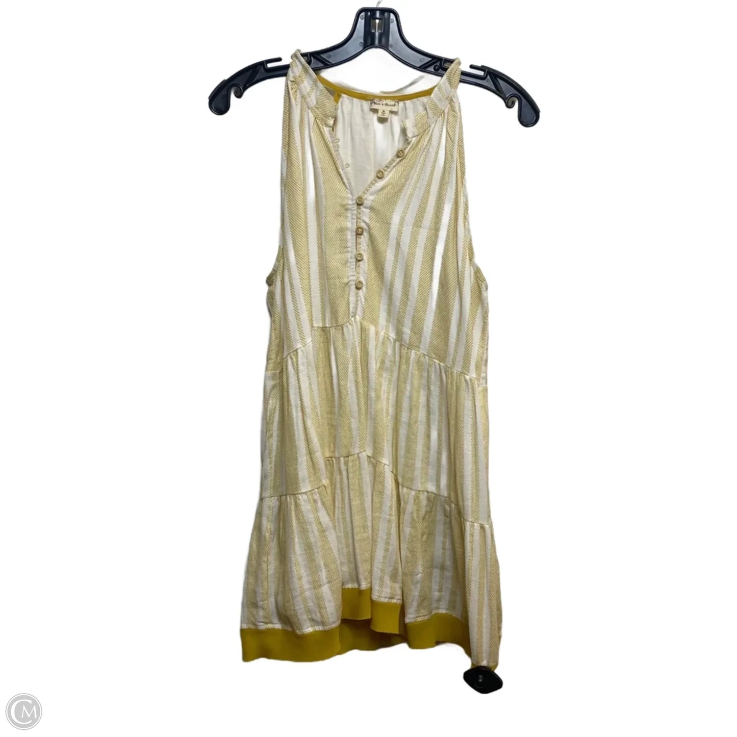Top Sleeveless By Hem & Thread In White & Yellow, Size: M