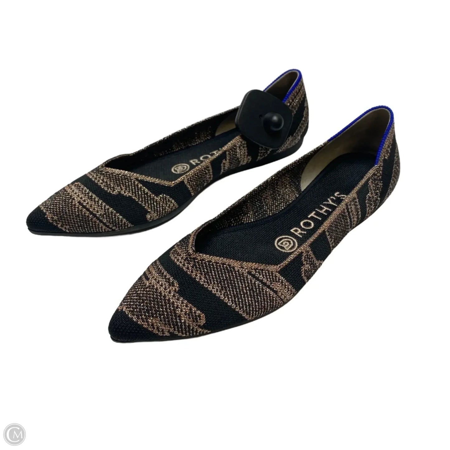 Shoes Designer By Rothys In Black & Gold, Size: 7