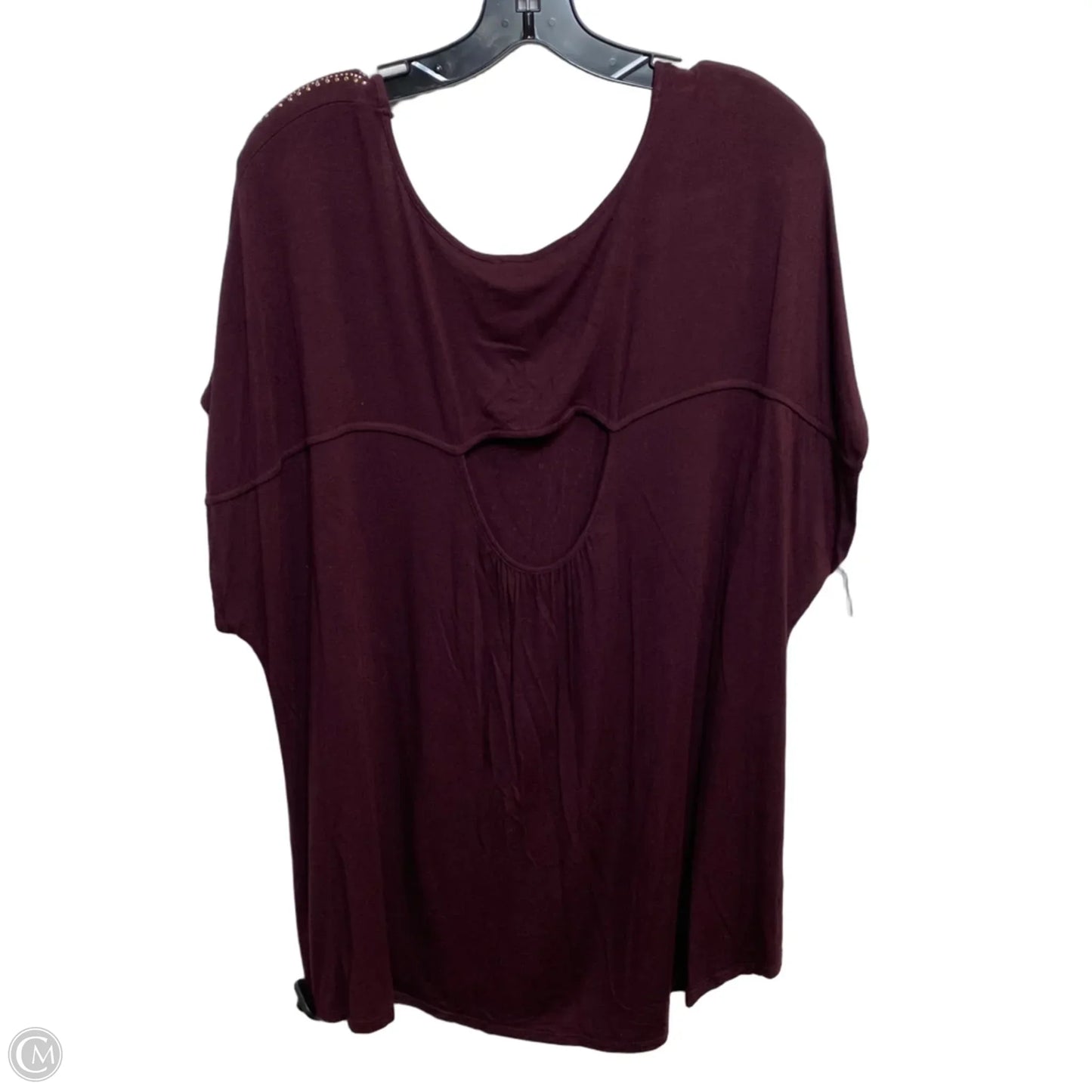 Top Short Sleeve By Tempted Hearts In Maroon, Size: 3x
