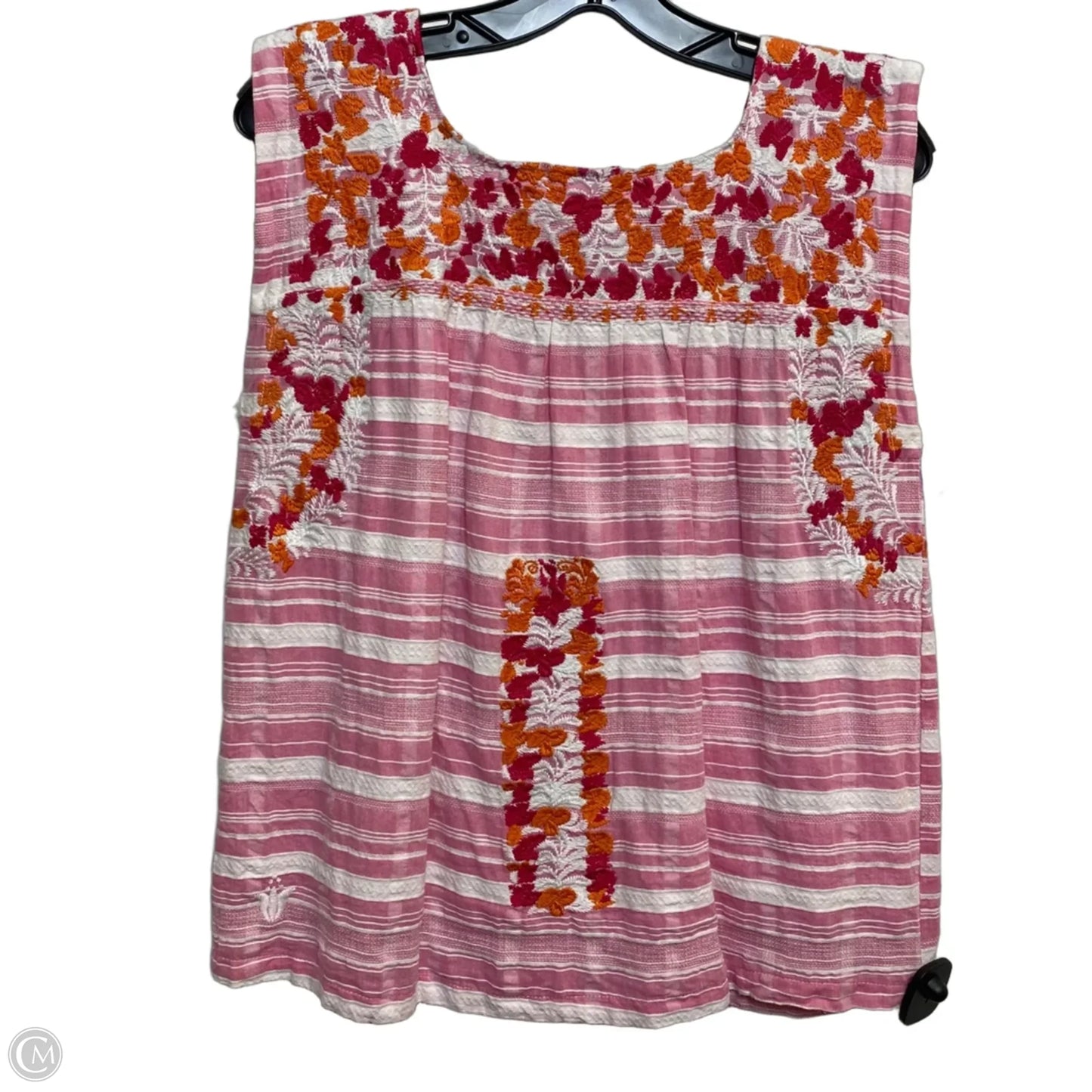 Top Sleeveless By J.marie In Pink & White, Size: S