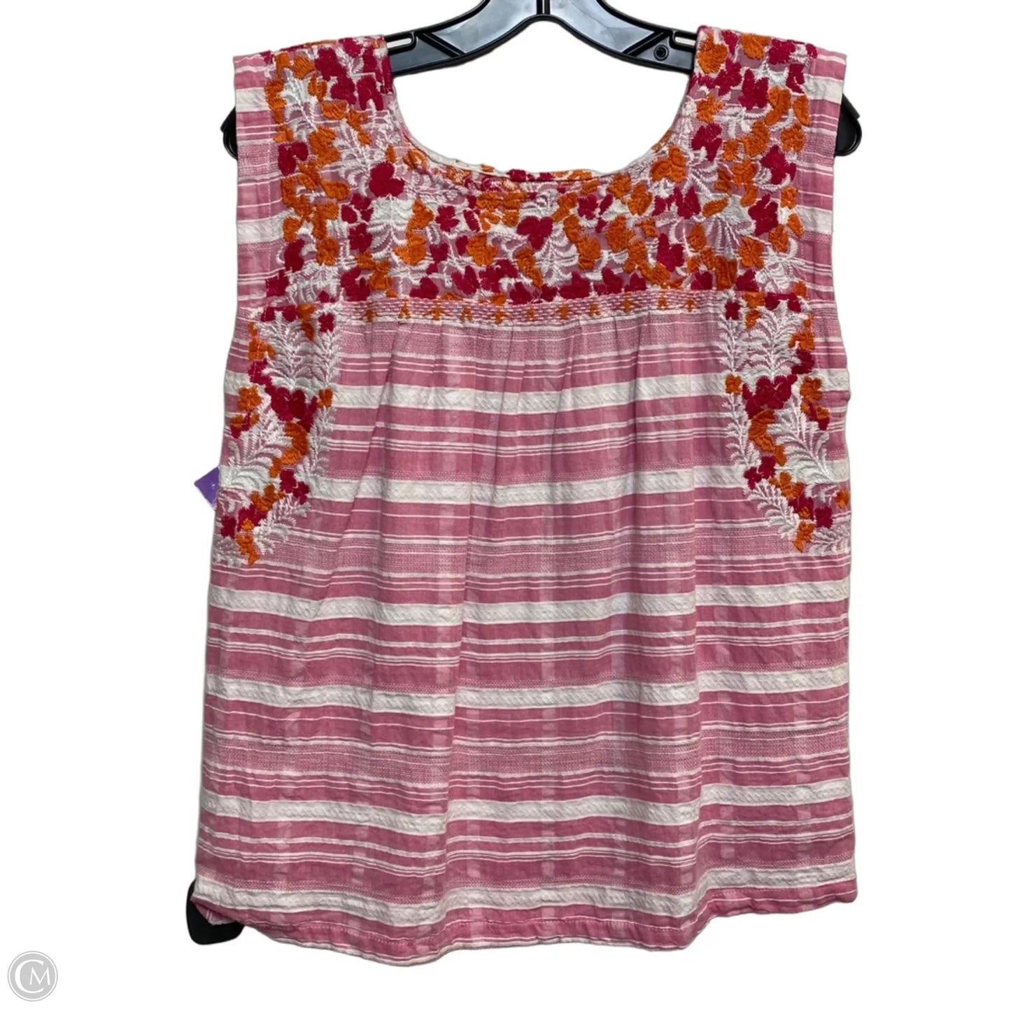 Top Sleeveless By J.marie In Pink & White, Size: S