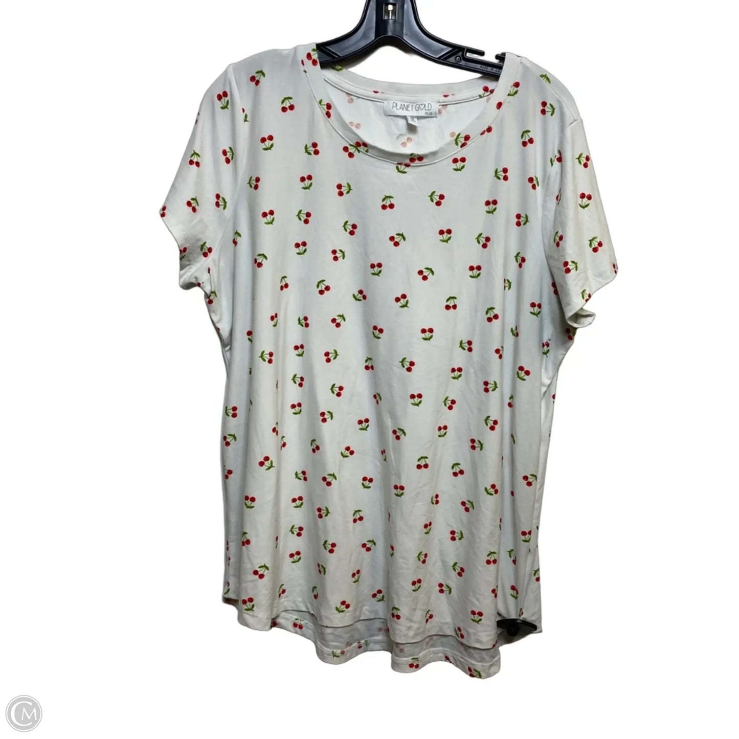 Top Short Sleeve By Planet Gold In Red & White, Size: 1x