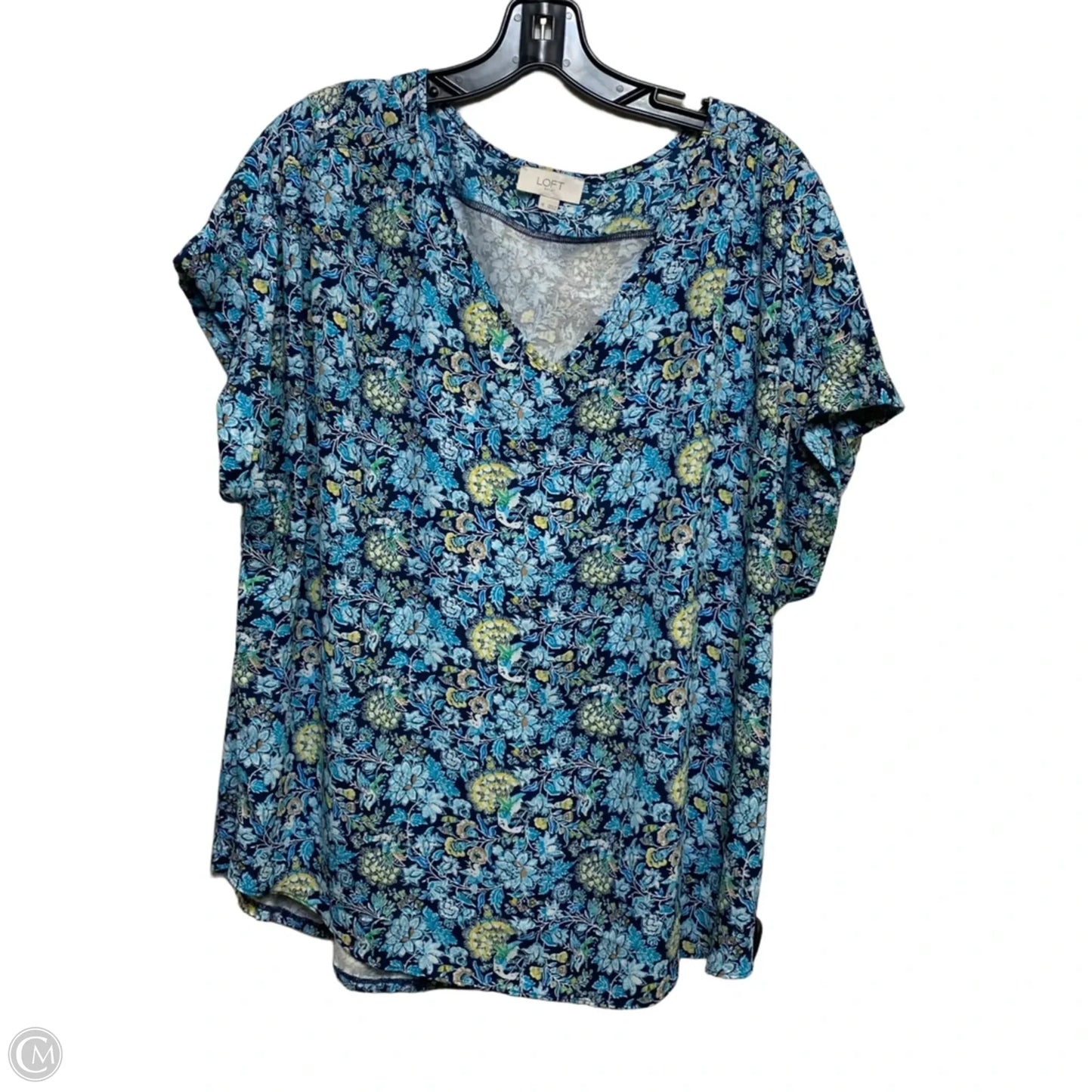 Top Short Sleeve By Loft In Blue & Green, Size: Xl
