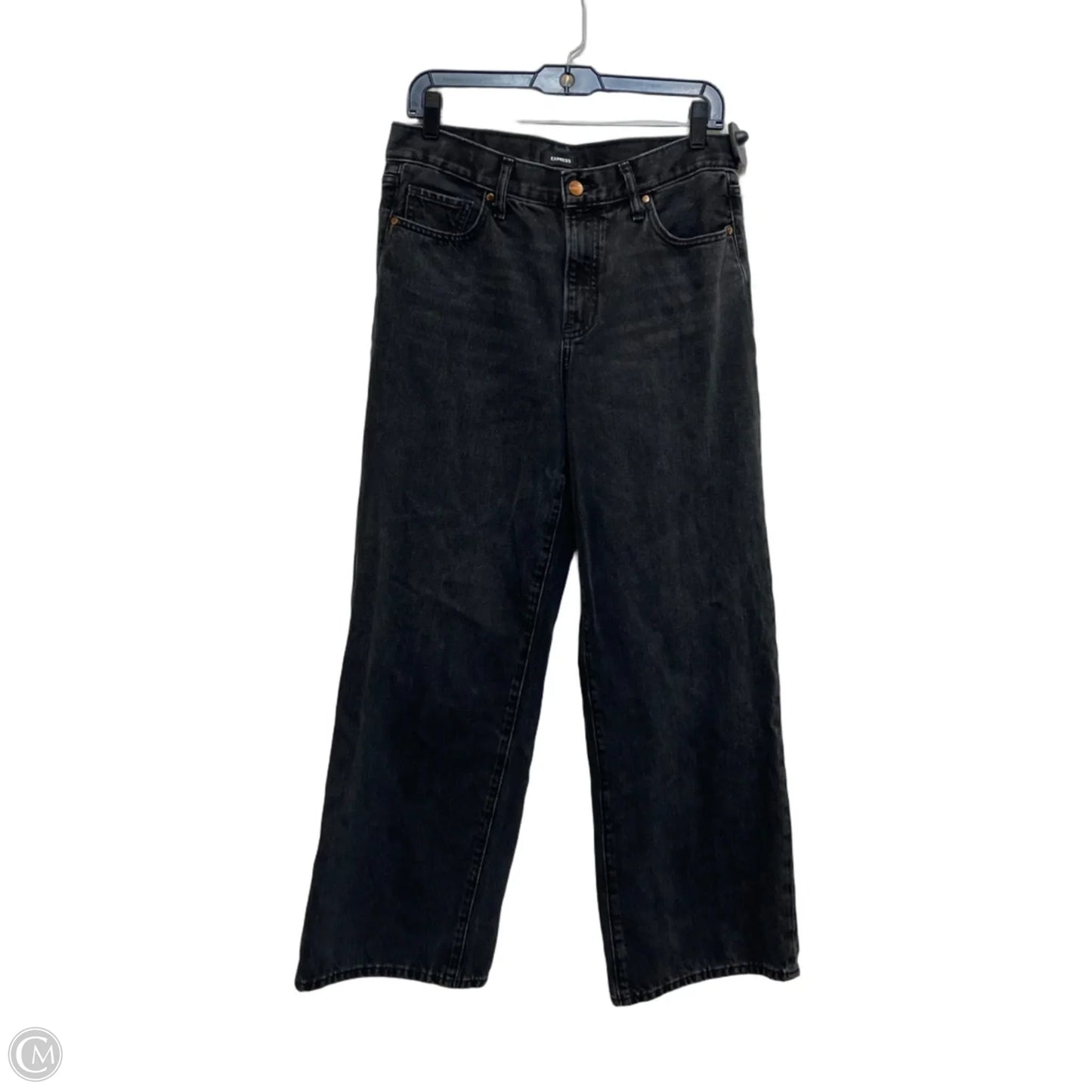 Jeans Straight By Express In Black Denim, Size: 8