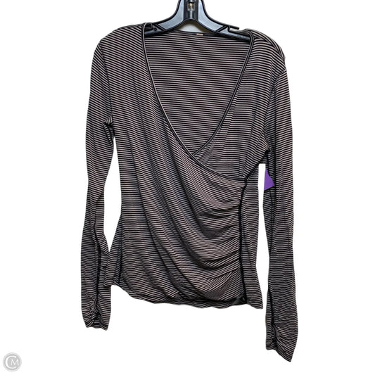 Athletic Top Long Sleeve Crewneck By Lululemon In Black & Cream, Size: M