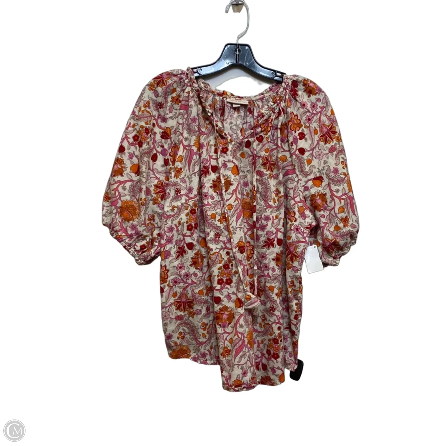 Top Short Sleeve By Knox Rose In Orange & Pink, Size: Xxl