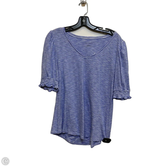 Top Short Sleeve By Talbots In Blue & White, Size: M