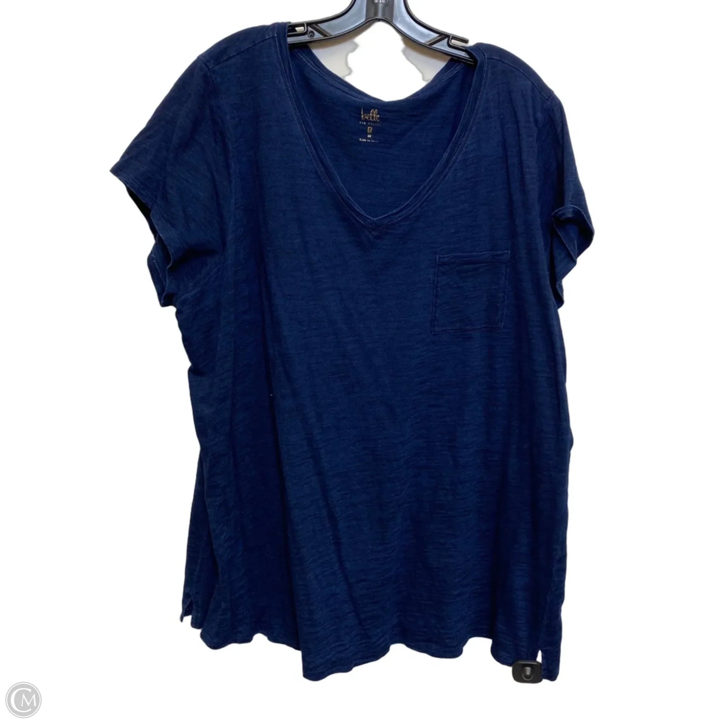 Top Short Sleeve By Belle By Kim Gravel In Blue, Size: 2x