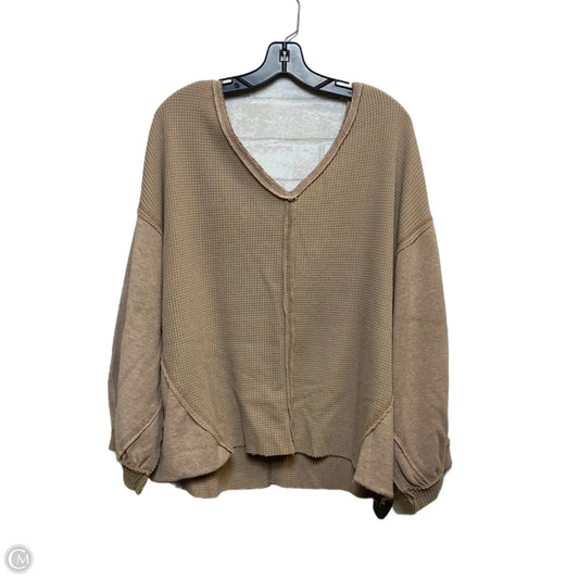 Top Long Sleeve By Pol In Tan, Size: M