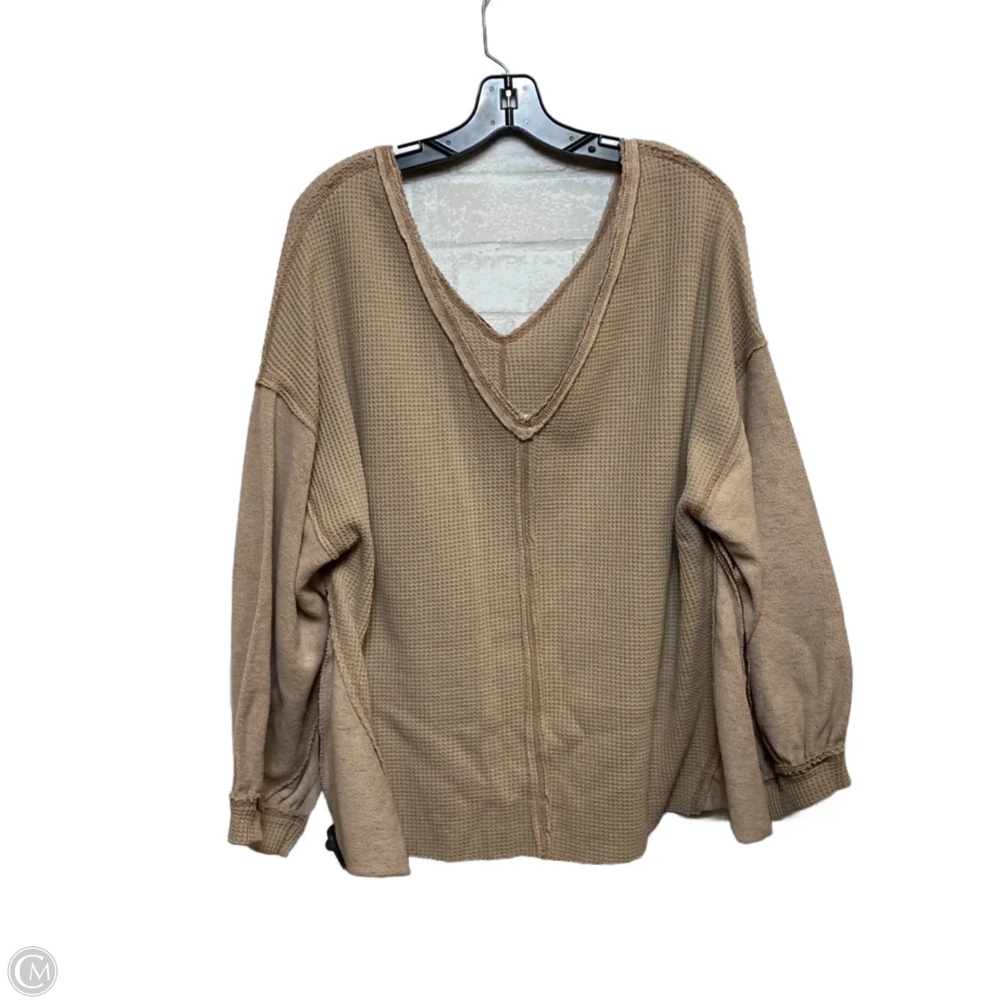 Top Long Sleeve By Pol In Tan, Size: M