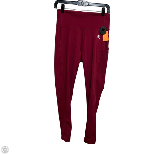 Athletic Leggings By Adidas In Red, Size: M