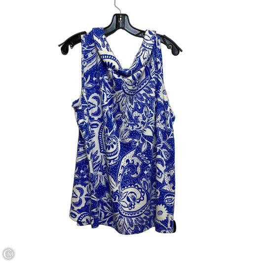 Top Sleeveless By Talbots In Blue & White, Size: 2x