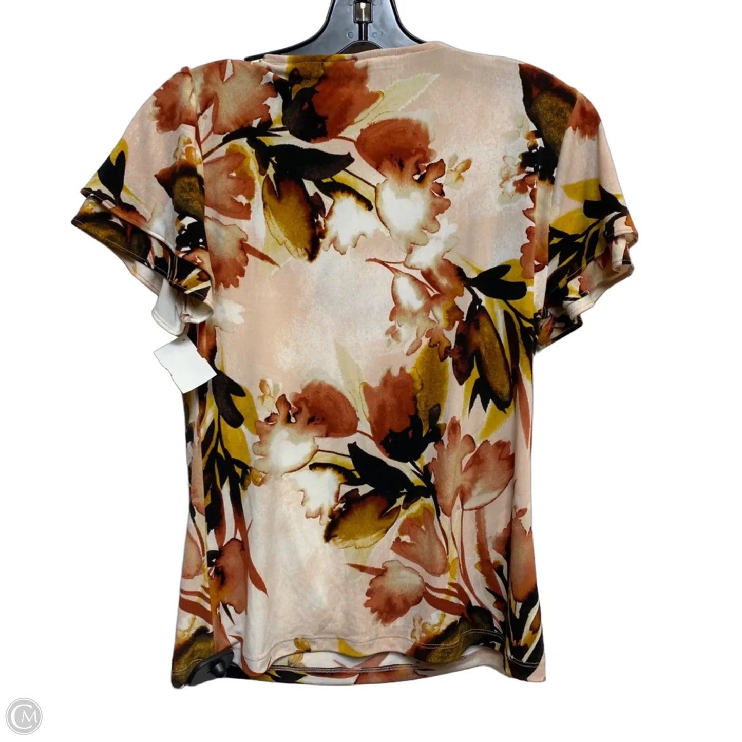 Top Short Sleeve By Calvin Klein In Brown & Tan, Size: S