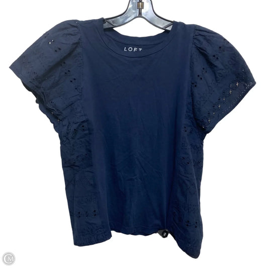 Top Short Sleeve By Loft In Navy, Size: M