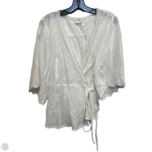 Blouse Short Sleeve By Meadow Rue In Cream, Size: Xl