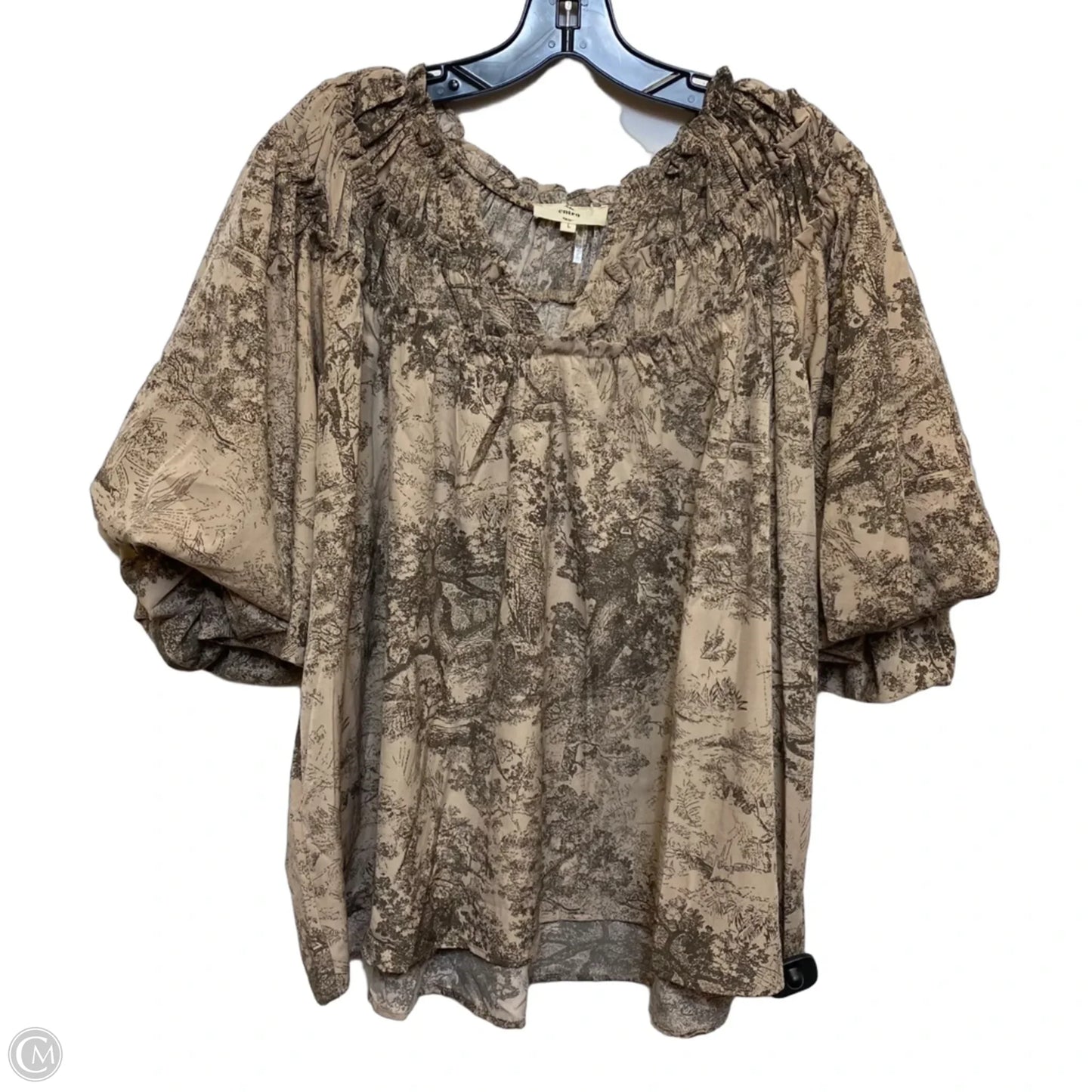 Top Short Sleeve By Entro In Brown, Size: L