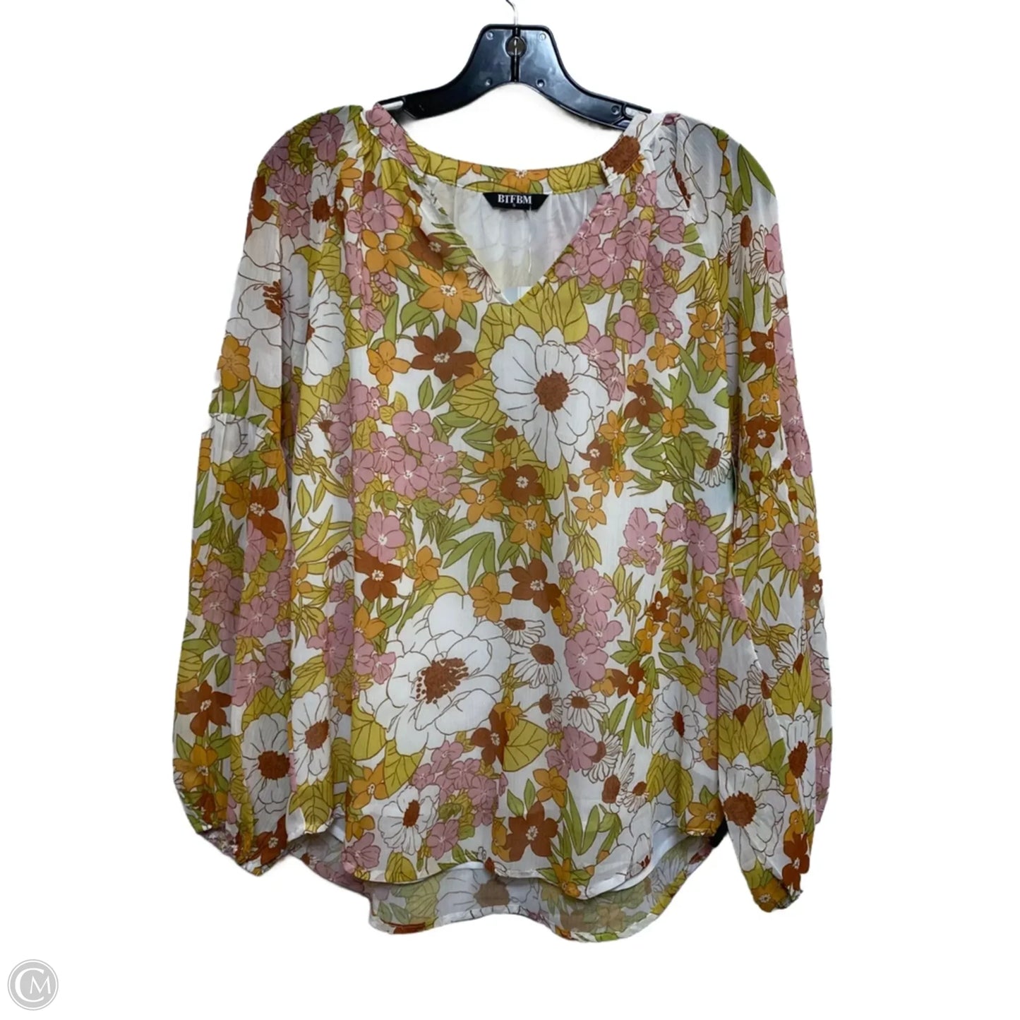 Blouse Long Sleeve By Btfbm In Floral Print, Size: S