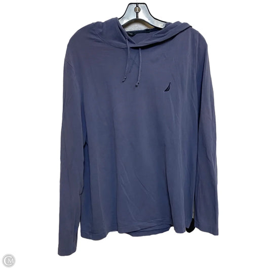 Sweatshirt Hoodie By Nautica In Blue, Size: L
