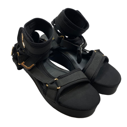 Black Sandals Heels Wedge Clothes Mentor, Size 13