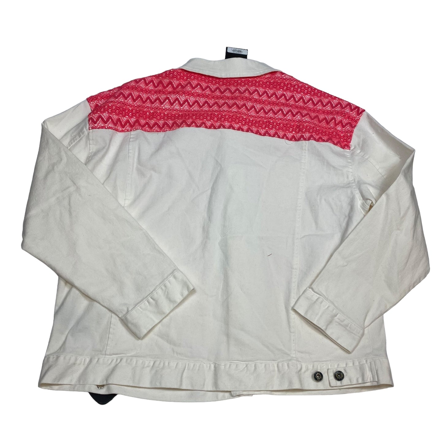 Jacket Denim By Lucky And Blessed In Pink & White, Size: 2x