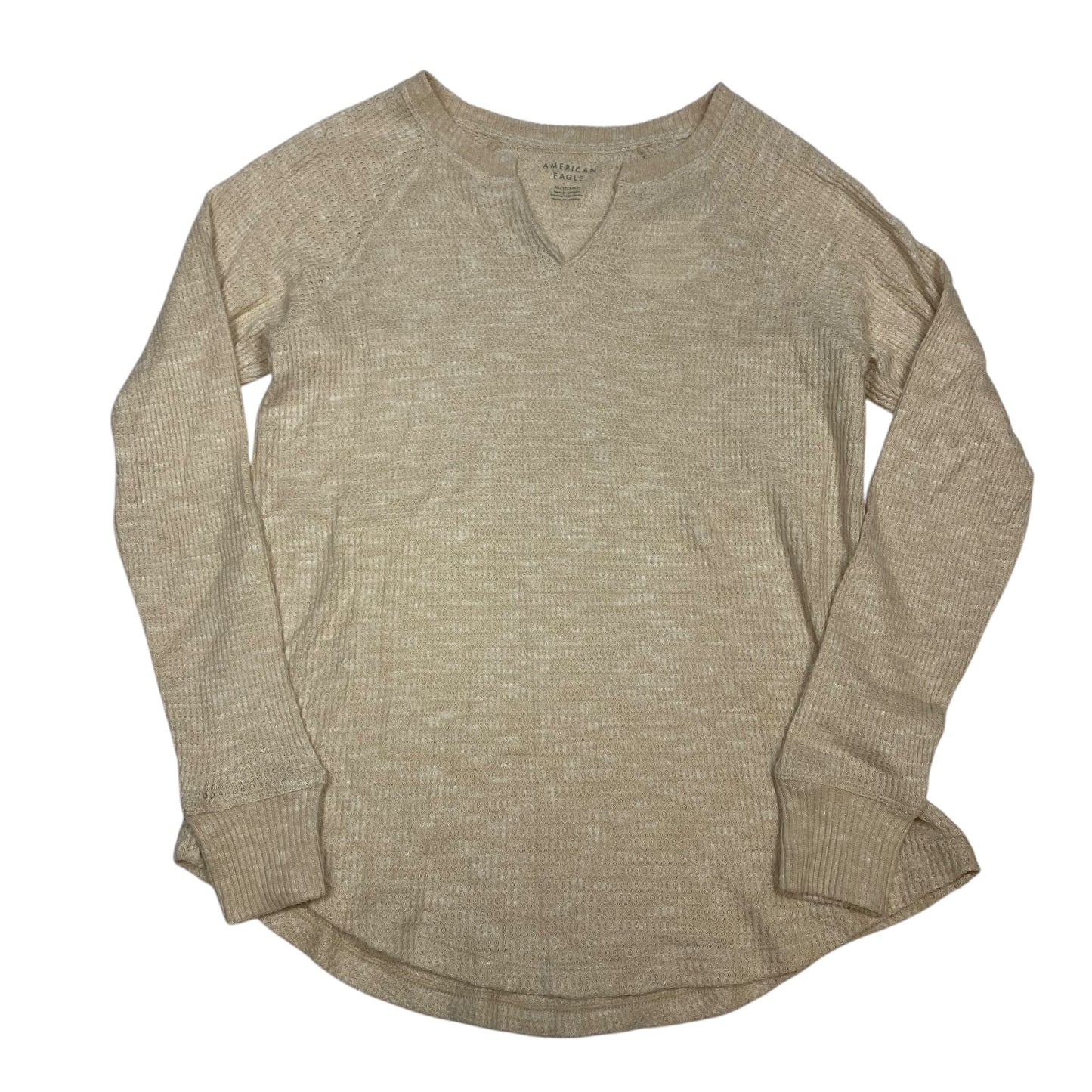 Top Long Sleeve By American Eagle In Tan, Size: Xs