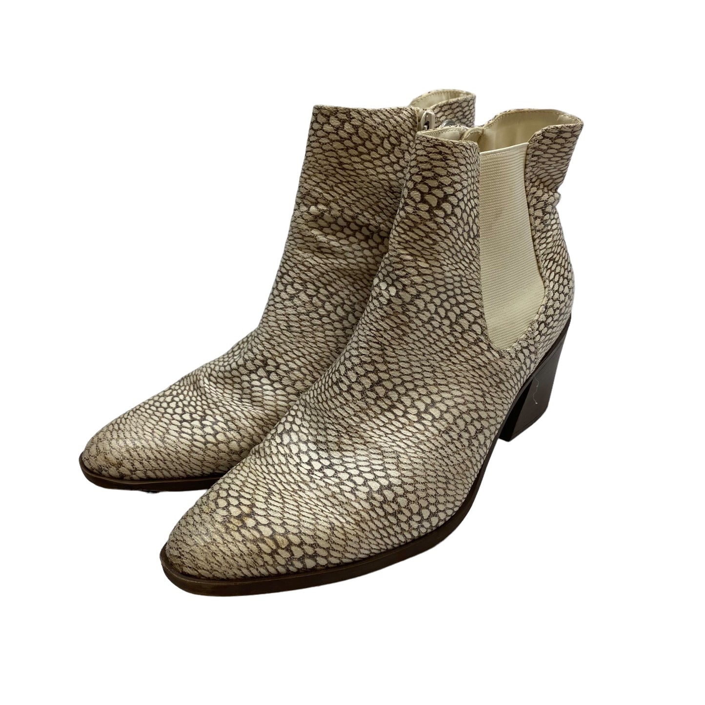 Snakeskin Print Boots Ankle Heels Limited, Size 8.5